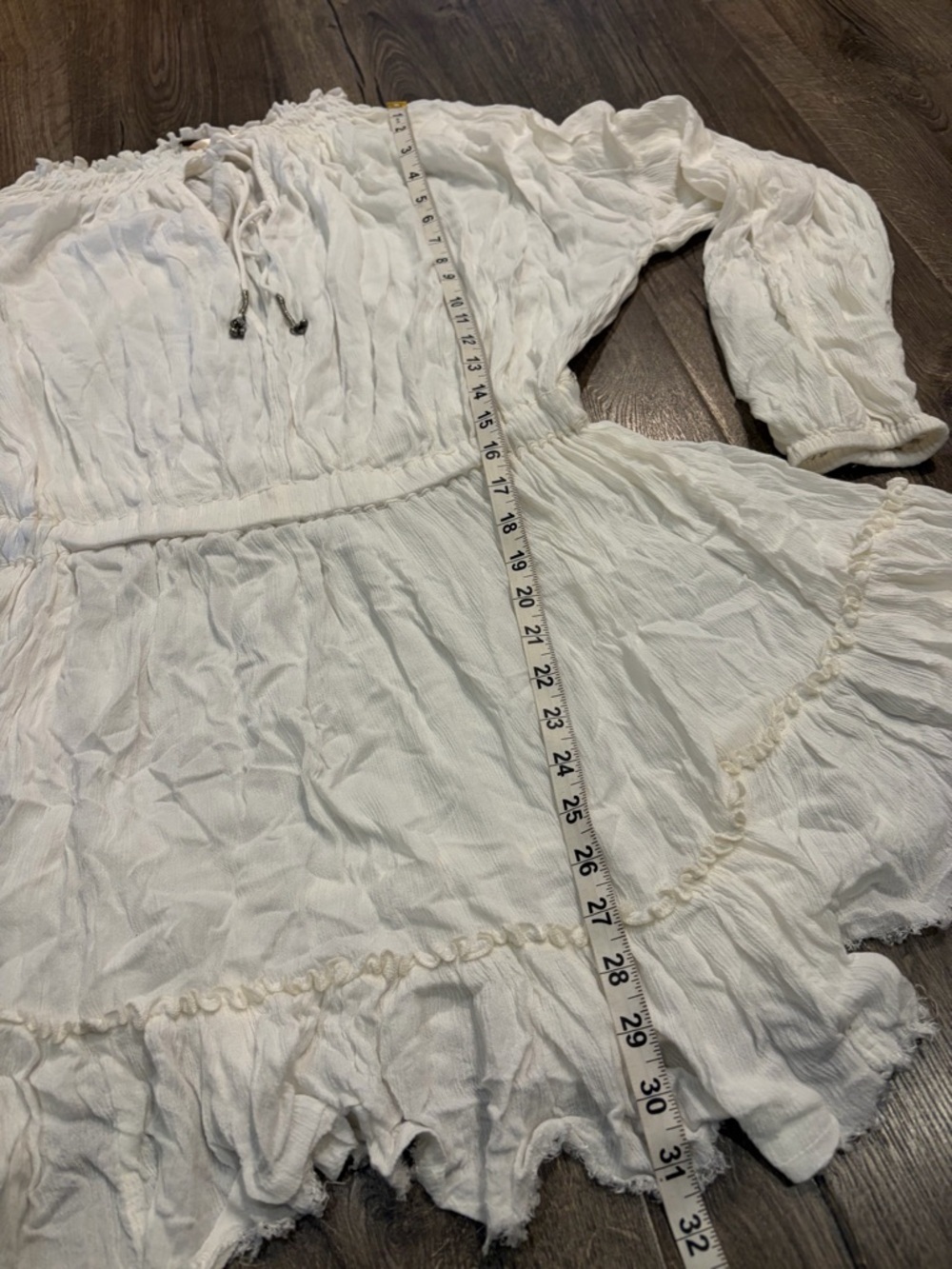 Free People Dress Long Sleeve Lace Boho Peasant Mini Tunic Fairy Grunge Gauzy - Picture 10 of 11